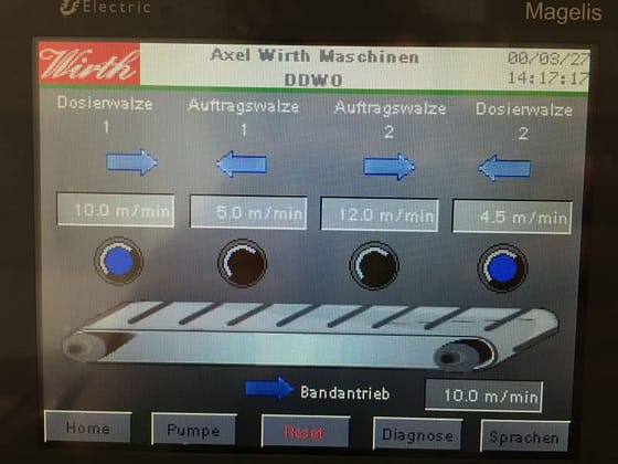 Modernes Touch Display des Walzenauftragsmaschinen Hersteller axel Wirth , Ölauftragsmaschine, touch display of DDWO